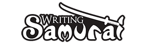 Logo for "Writing Samurai" featuring stylized text with a samurai sword graphic above the word "Samurai.