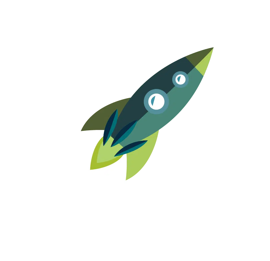 Illustration of a rocket launching into space with stars and planets in the background, perfect for inspiring curiosity in holiday programmes.