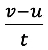 A mathematical equation showing (v - u) divided by t, commonly used to represent acceleration in physics, much like how rate of change plays a key role in understanding Biological Evolution.