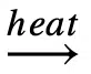 The word "heat" is written above a rightward-pointing arrow, as commonly seen in chemical equations.